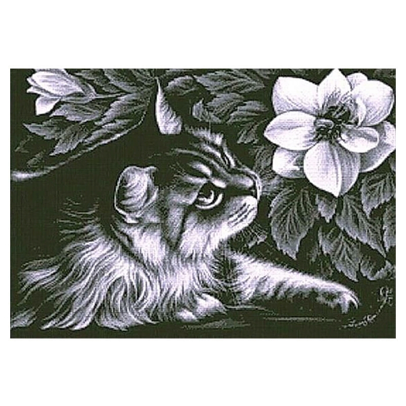 Broderie diamant Chat gris