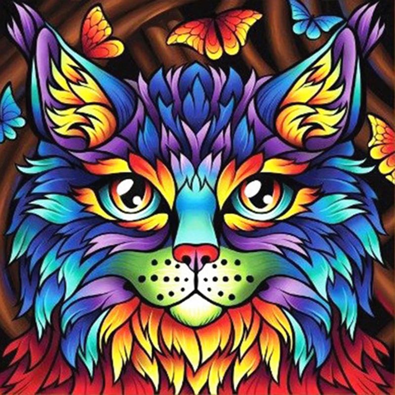Broderie diamant Chat abstrait