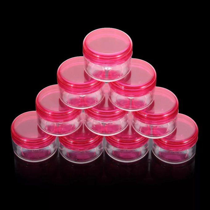 Lot de 10 pots de rangement en plastique – 5g - couleur aléatoire