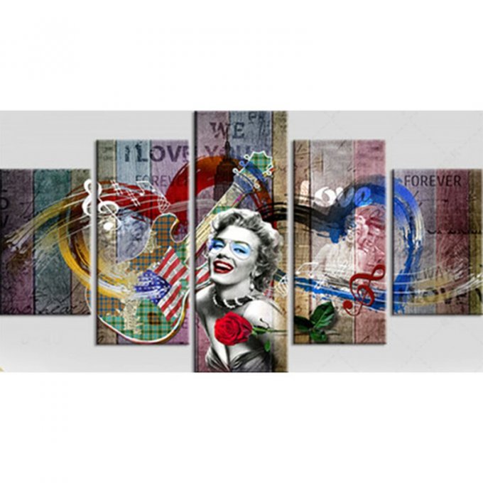 Broderie diamant triptyque Marilyn Monroe - 20*35x2 + 20*45x2 +20*55x1 - complète - diamants carré