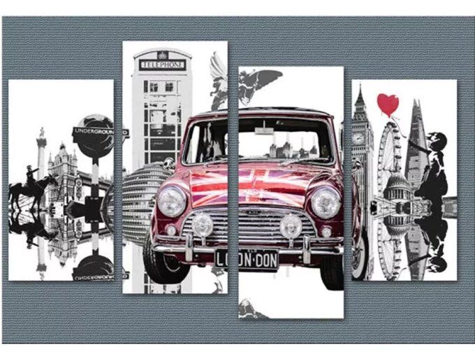 Broderie diamant triptyque Rue de Londre - Mini voiture