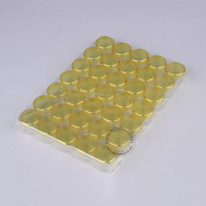 Lot de 35 pots de rangement en plastique – 5g - Jaune et Transparent