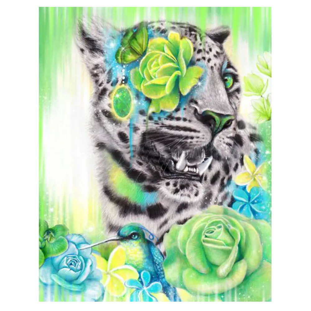 Broderie diamant Léopard et Tigre  -30x40 cm - complète 