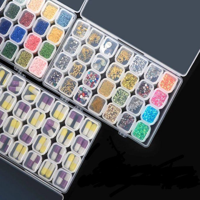 Boîtes De Rangement Transparente 56 pots - Diamant Painting Accessoire 