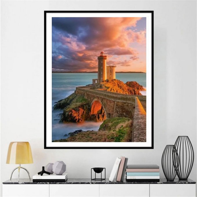 Broderie diamant Phare - 40x50 cm - complète - diamants carré 