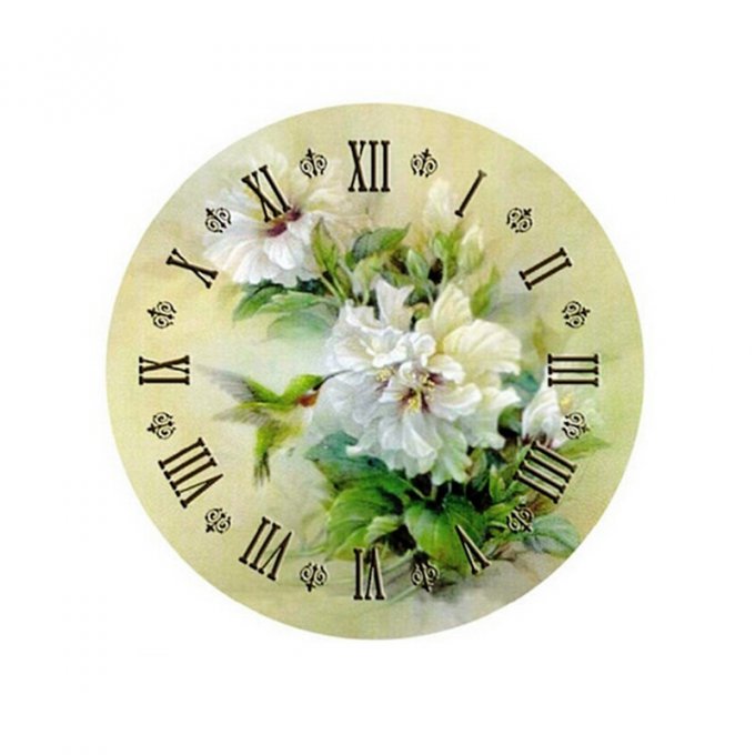 Broderie diamant horloge fleur - 45x45 cm - complète - diamants ronds