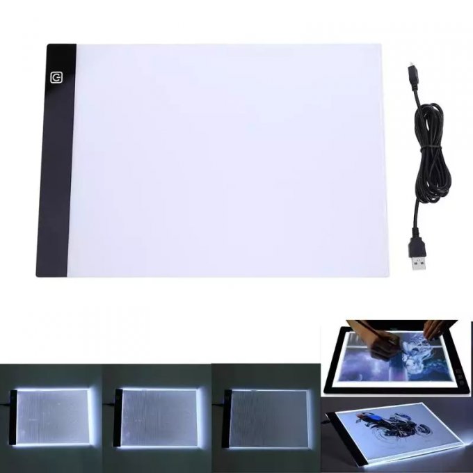 Tablette lumineuse format A4 pour broderie diamant