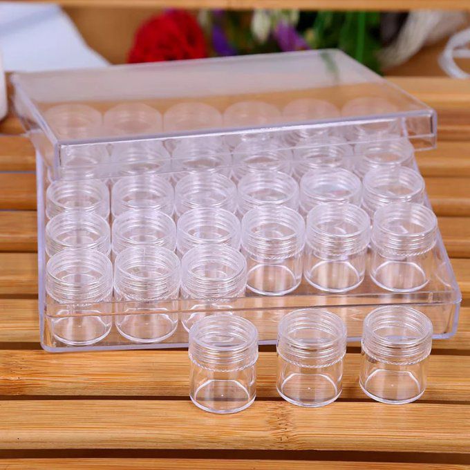 Lot de 30 pots de rangement en plastique – 5g - Transparent