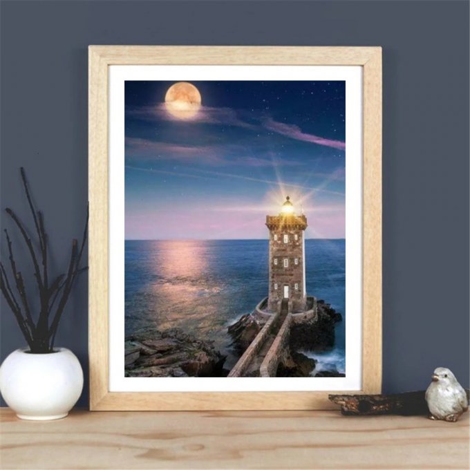 Broderie diamant Phare - 45x60 cm - complète - diamants carré