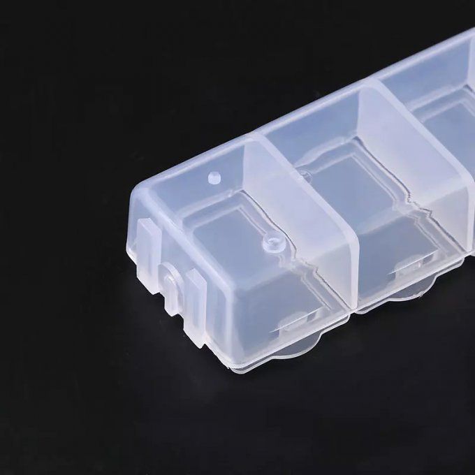 Boite de rangement avec 7 compartiments, en plastique transparent