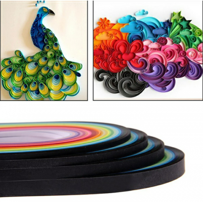 260 bandes - papier quilling - 5mmx39cm - couleurs mixtes