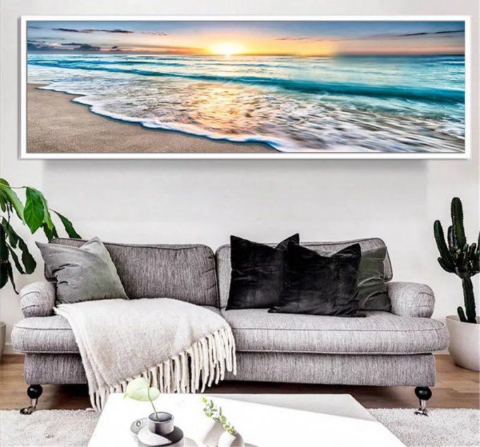 Broderie diamant Paysage couché de soleil - 35x105 cm - complète - diamants carré