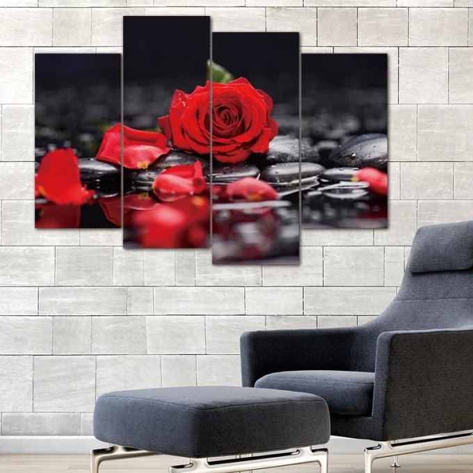 Broderie diamant triptyque Roses rouges