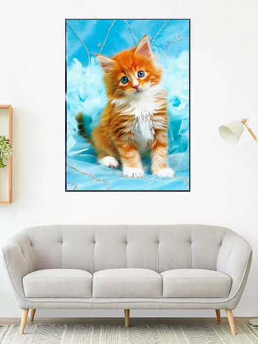 Broderie diamant Chaton roux - 40x50 cm - complète - diamants carré