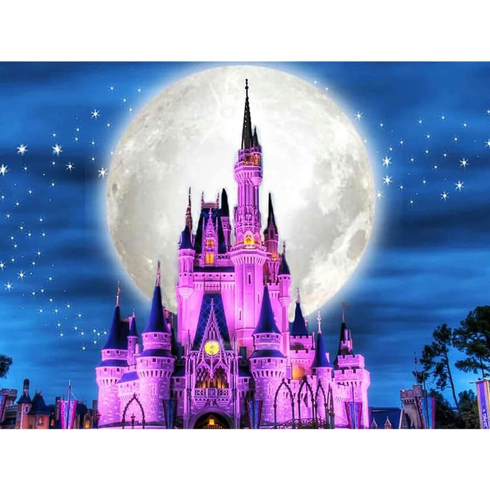 Broderie diamant Château Disney - 50x65 cm - complète - diamants