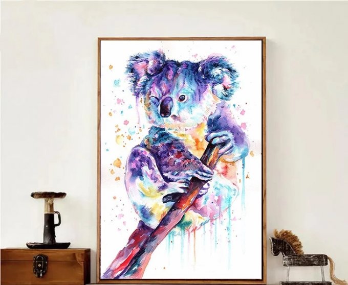 Broderie diamant Koala - 40x50 cm - complète - diamants carré 