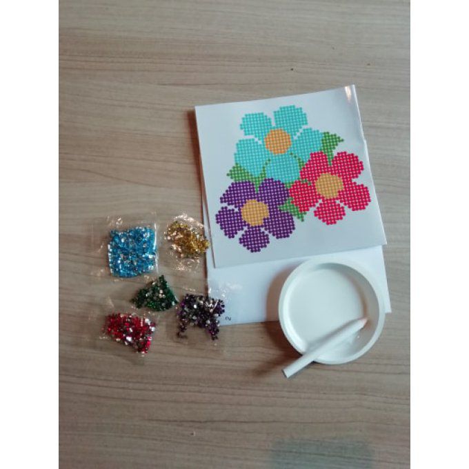 Kit de broderie diamant pour enfant ou adulte - 15x15 cm 