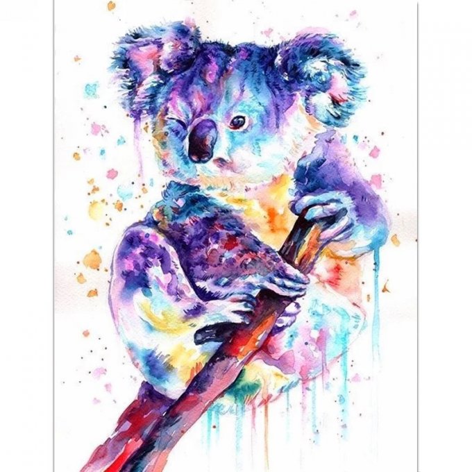 Broderie diamant Koala - 40x50 cm - complète - diamants carré 