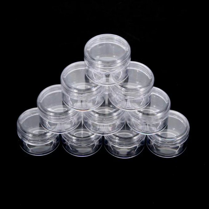 Lot de 10 pots de rangement en plastique – 5g - couleur aléatoire