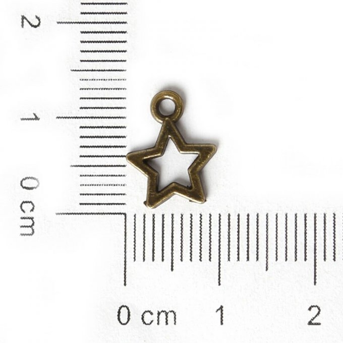Lot de 10 breloques étoiles en métal couleur bronze antique