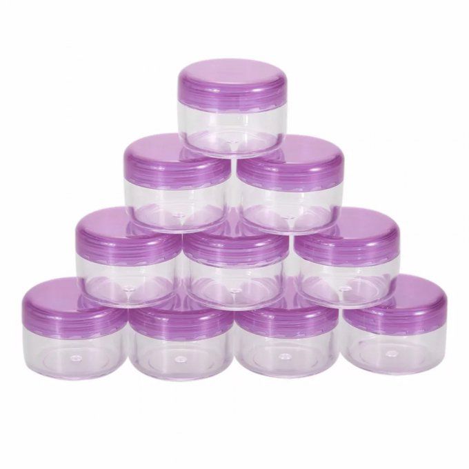 Lot de 10 pots de rangement en plastique – 5g - couleur aléatoire