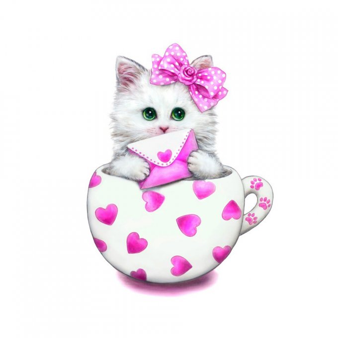 Broderie diamant Chaton nœud rose - 35x35 cm - partielle - diamants ronds