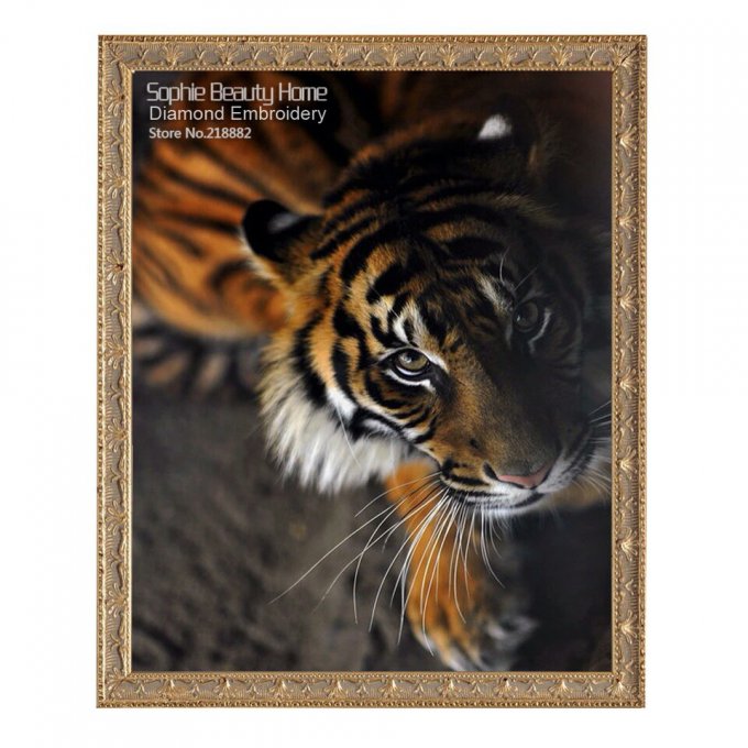 Broderie diamant Tigre - 40x50 cm - complète - diamants carré