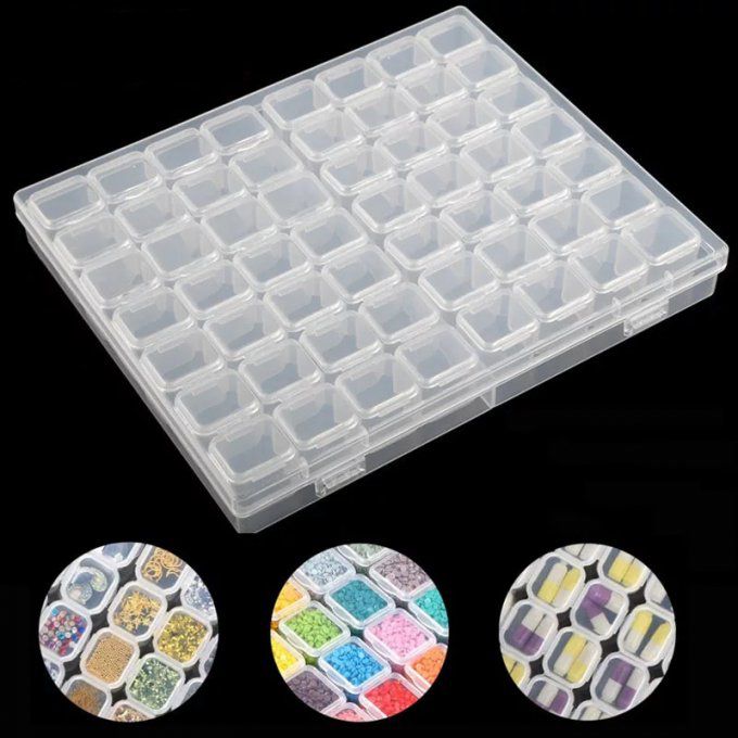 Boîtes De Rangement Transparente 56 pots - Diamant Painting Accessoire 