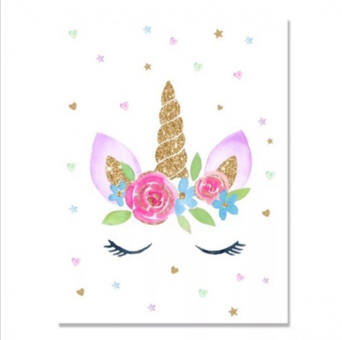 Broderie diamant Licorne - 40x50 cm - complète - diamants ronds