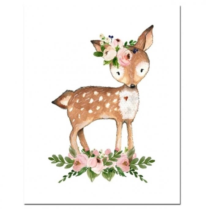 Broderie diamant Biche - 30x40 cm - complète - diamants carré